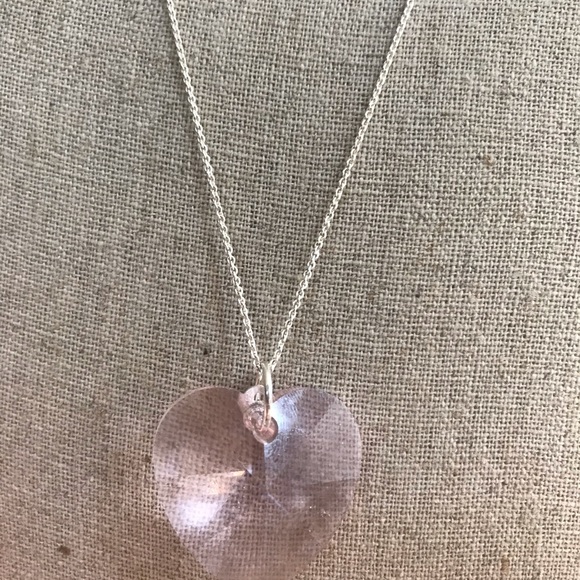Swarovski pink crystal heart silver chain - Picture 3 of 6